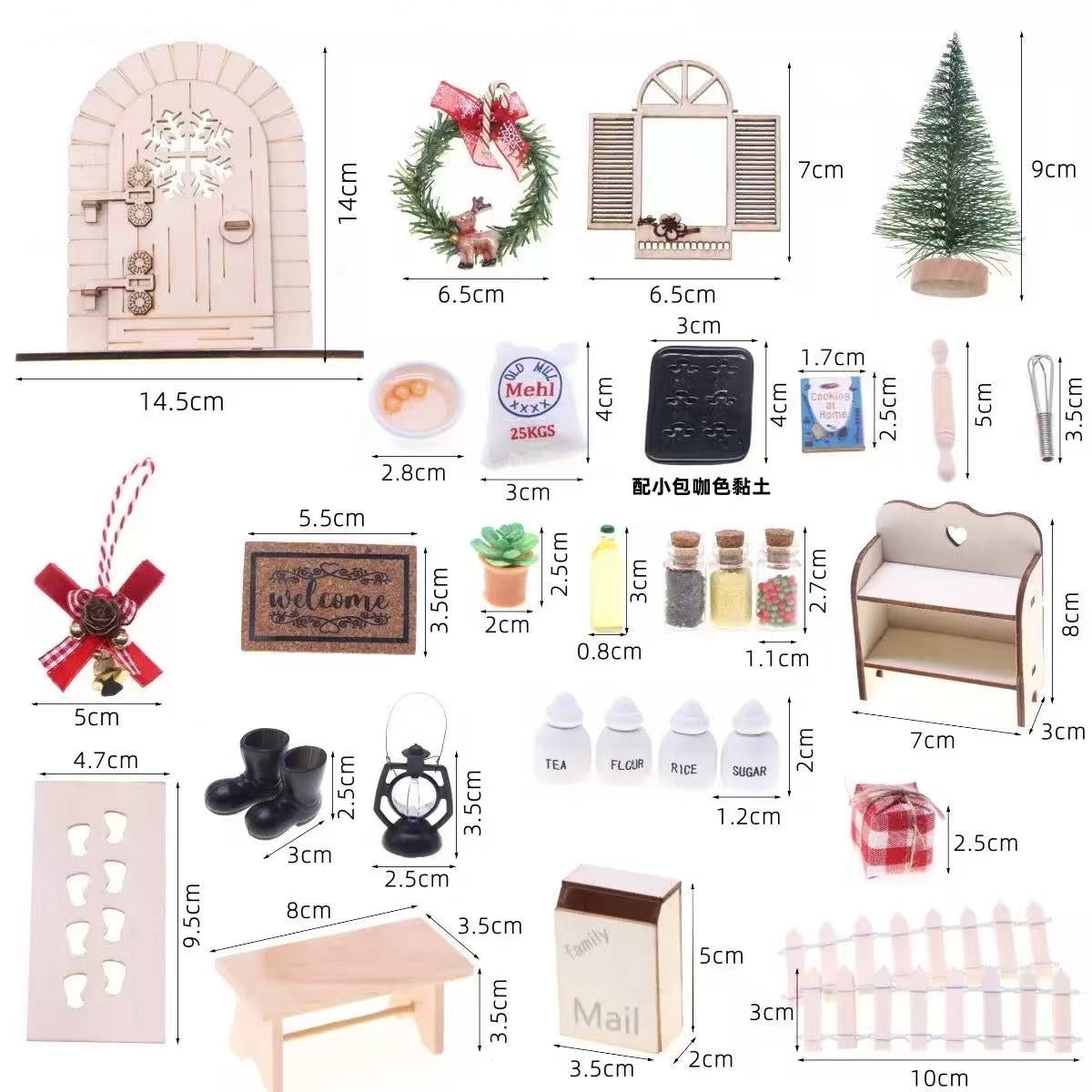 30 PCS Christmas Ornaments Dollhouse Decoration Set