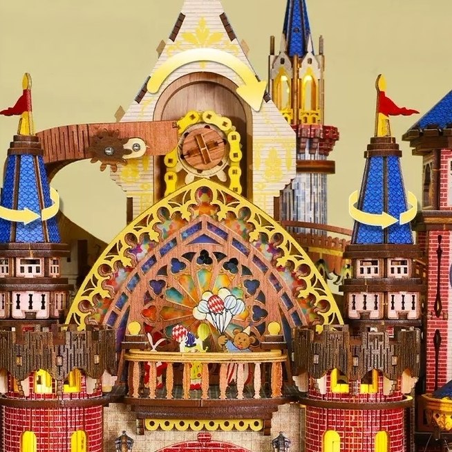 Detailed 3D Wooden Puzzle of Annecy Castle with colorful architecture and decorative elements.