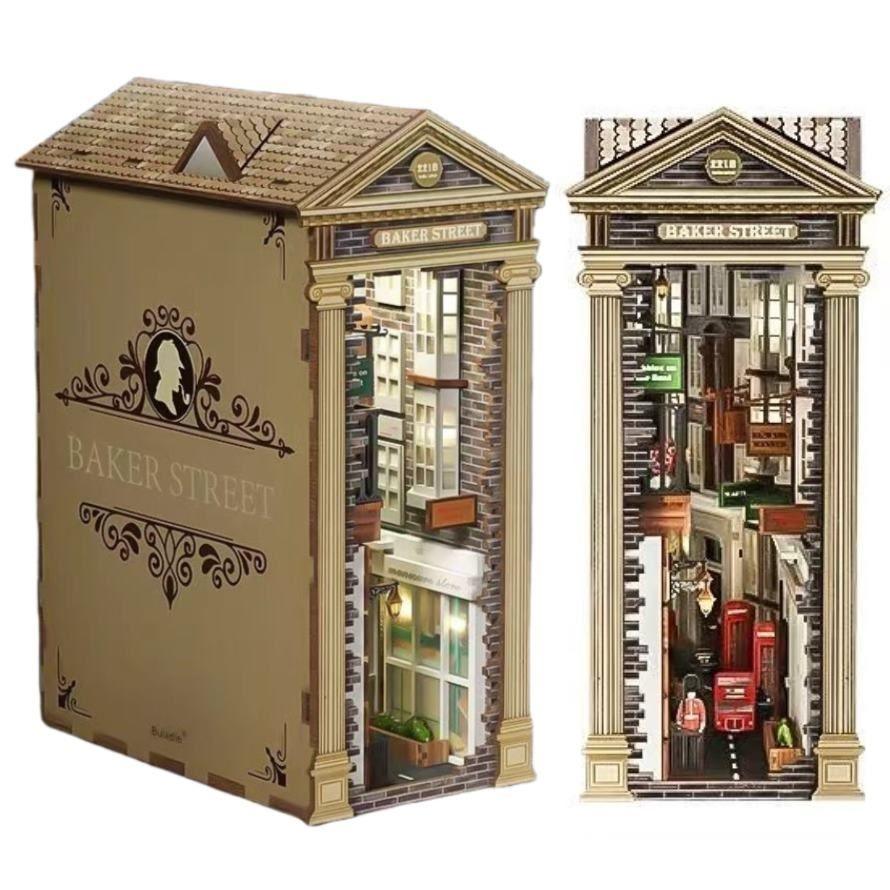 Baker Street DIY Book Nook Kit, a miniature house puzzles inspired by 211B Baker Street, perfect for DIY lovers, dollhouse collectors, bookshelf insert decor, A great DIY project for Sherlock Holmes fans