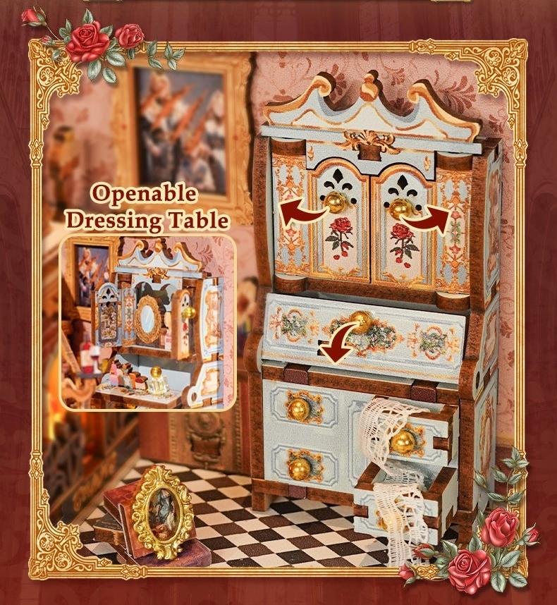 image displaying the openable miniature wardrobe in book nook