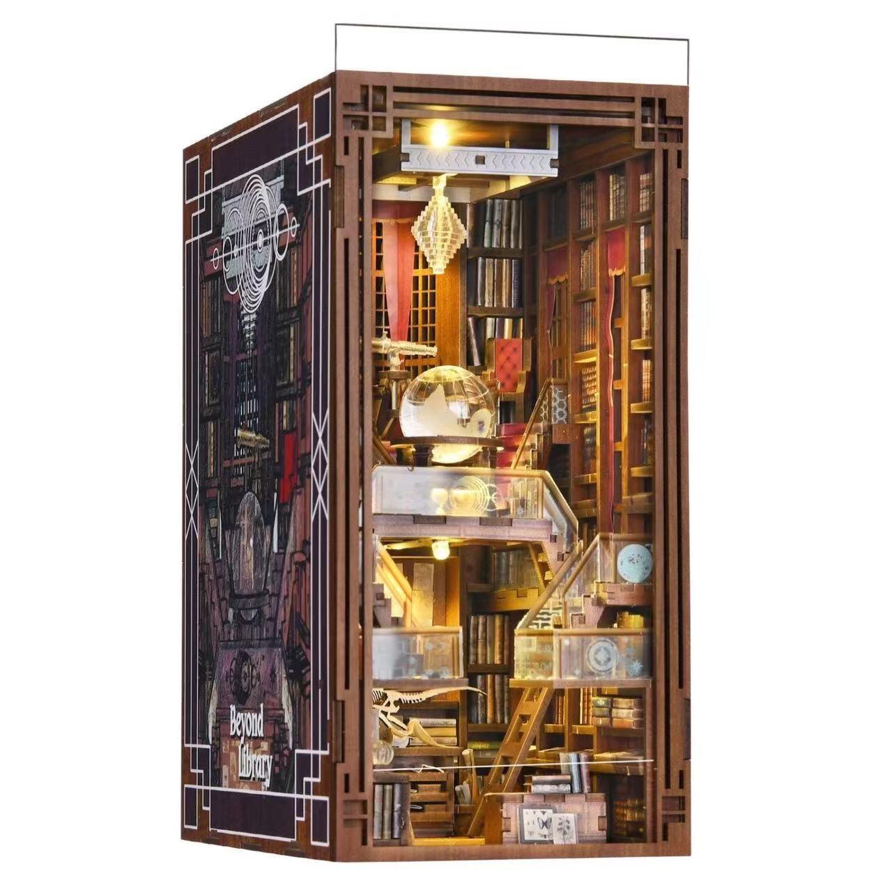 Beyond Library DIY Book Nook Kit, A charming miniature 3d wooden puzzles inspired by private library, perfect for bookshelf decor, and dollhouse collectors, or a gift for a fellow art and literature lovers.