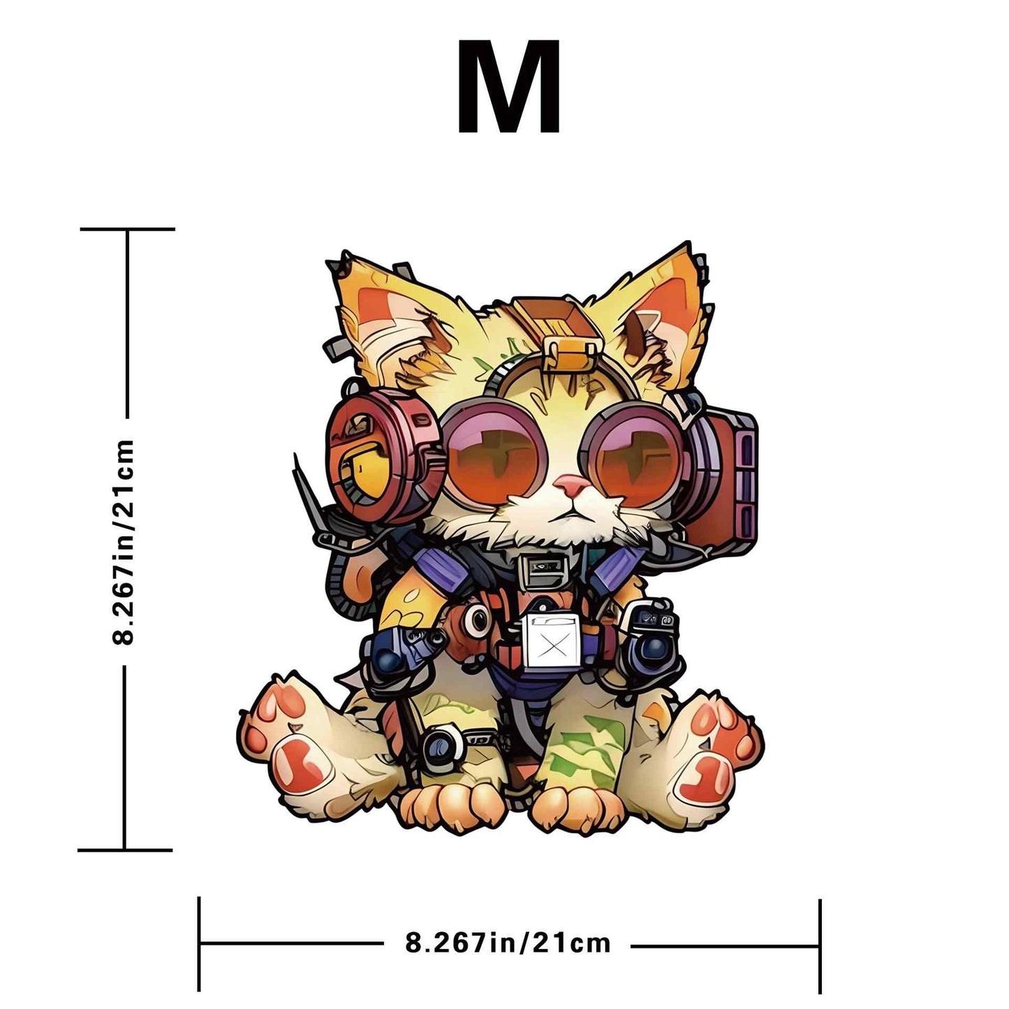 measurements of the M size Cat themed wooden jigsaw puzzle