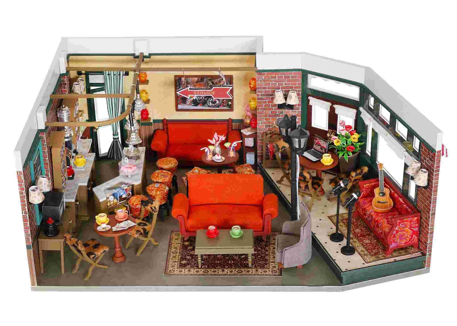 Central Perk DIY Dollhouse kit, a miniature house crafts inspired by the TV show "Friends", perfect for model building lovers, dollhouse collectors, home decor, A great DIY project for "Friends" fans.