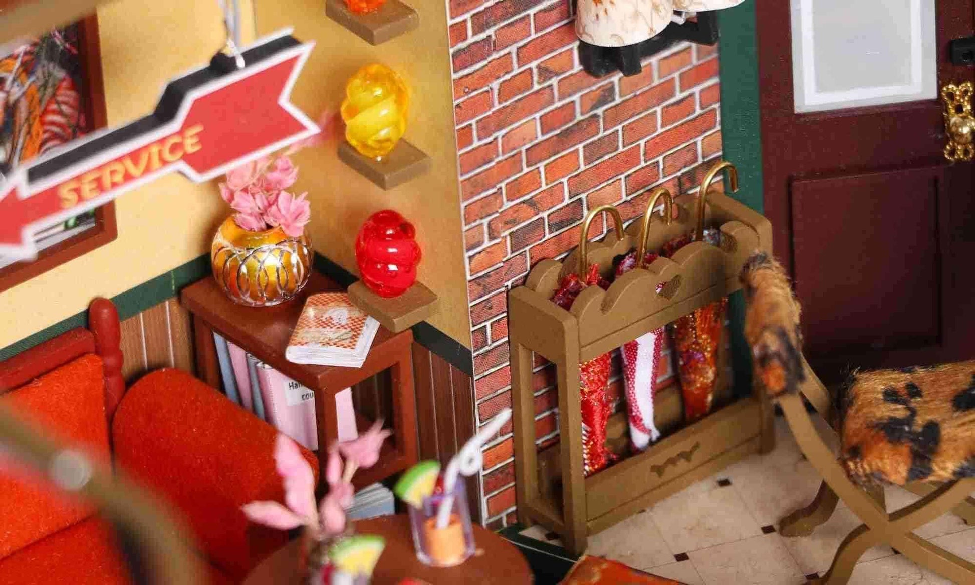 Central Perk DIY Dollhouse kit, a miniature house crafts inspired by the TV show "Friends", perfect for model building lovers, dollhouse collectors, home decor, A great DIY project for "Friends" fans.