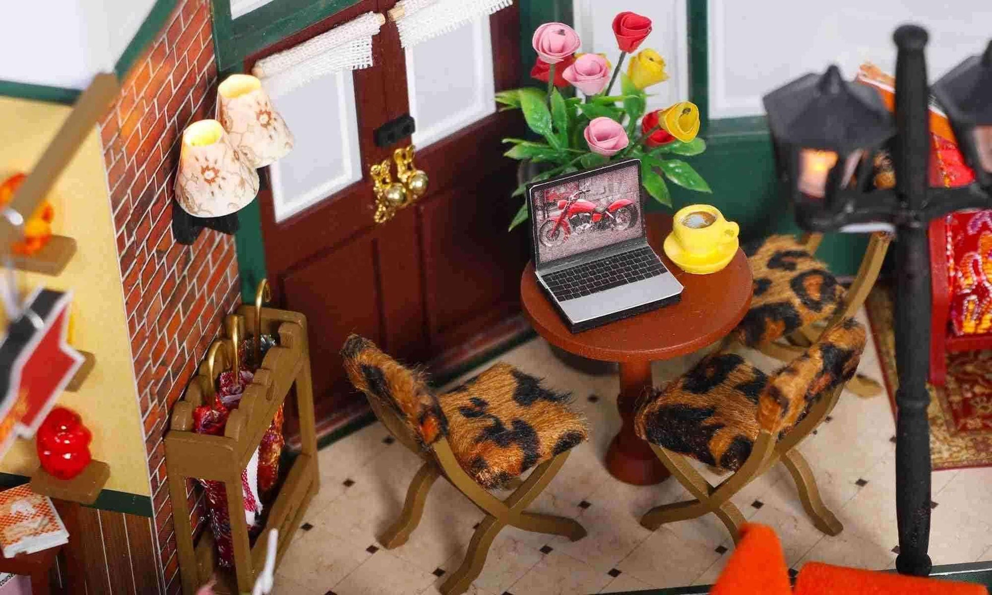 Central Perk DIY Dollhouse kit, a miniature house crafts inspired by the TV show "Friends", perfect for model building lovers, dollhouse collectors, home decor, A great DIY project for "Friends" fans.