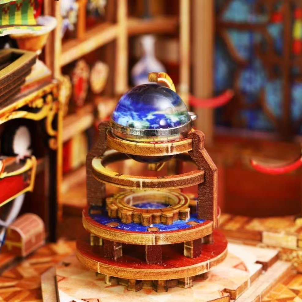 Wooden miniature of Celestial sphere inside a museum