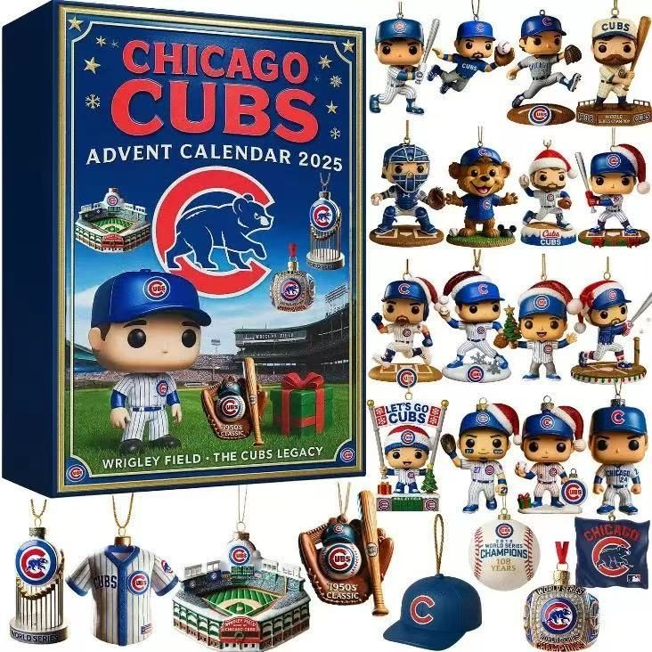 Chicago Cubs advent calendar with figurines and decorations