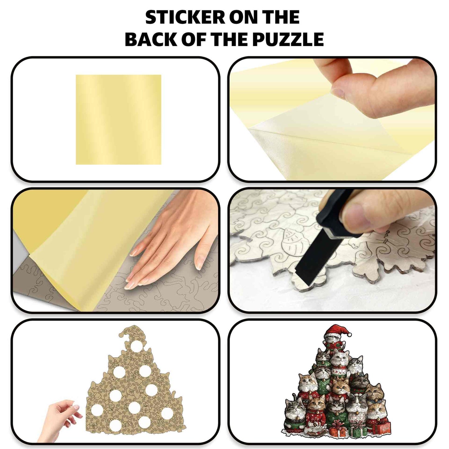 Christmas Cat Tree Wooden Jigsaw Puzzle