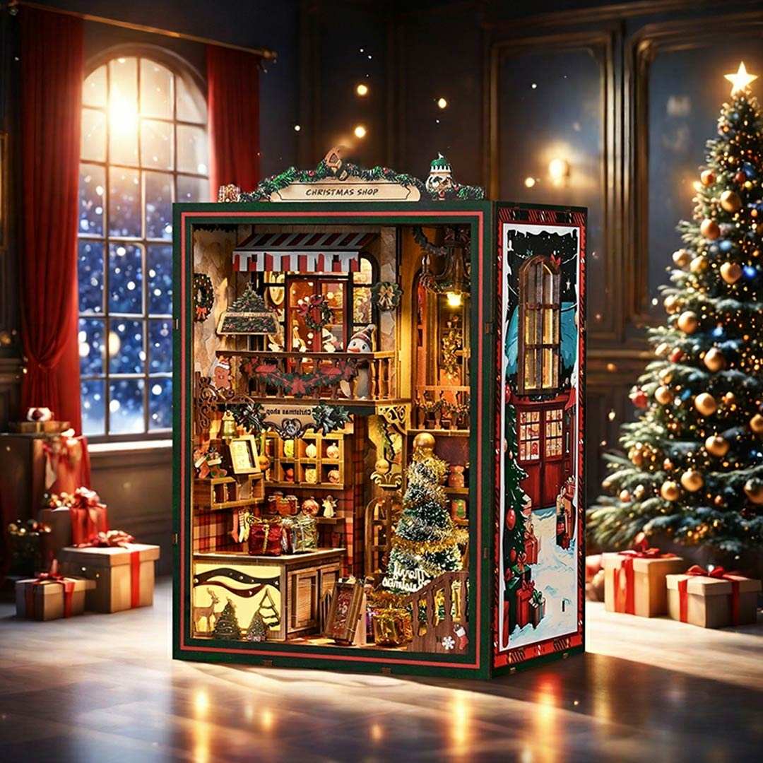 Decorative Advent calendar with Christmas-themed display in a festive room.