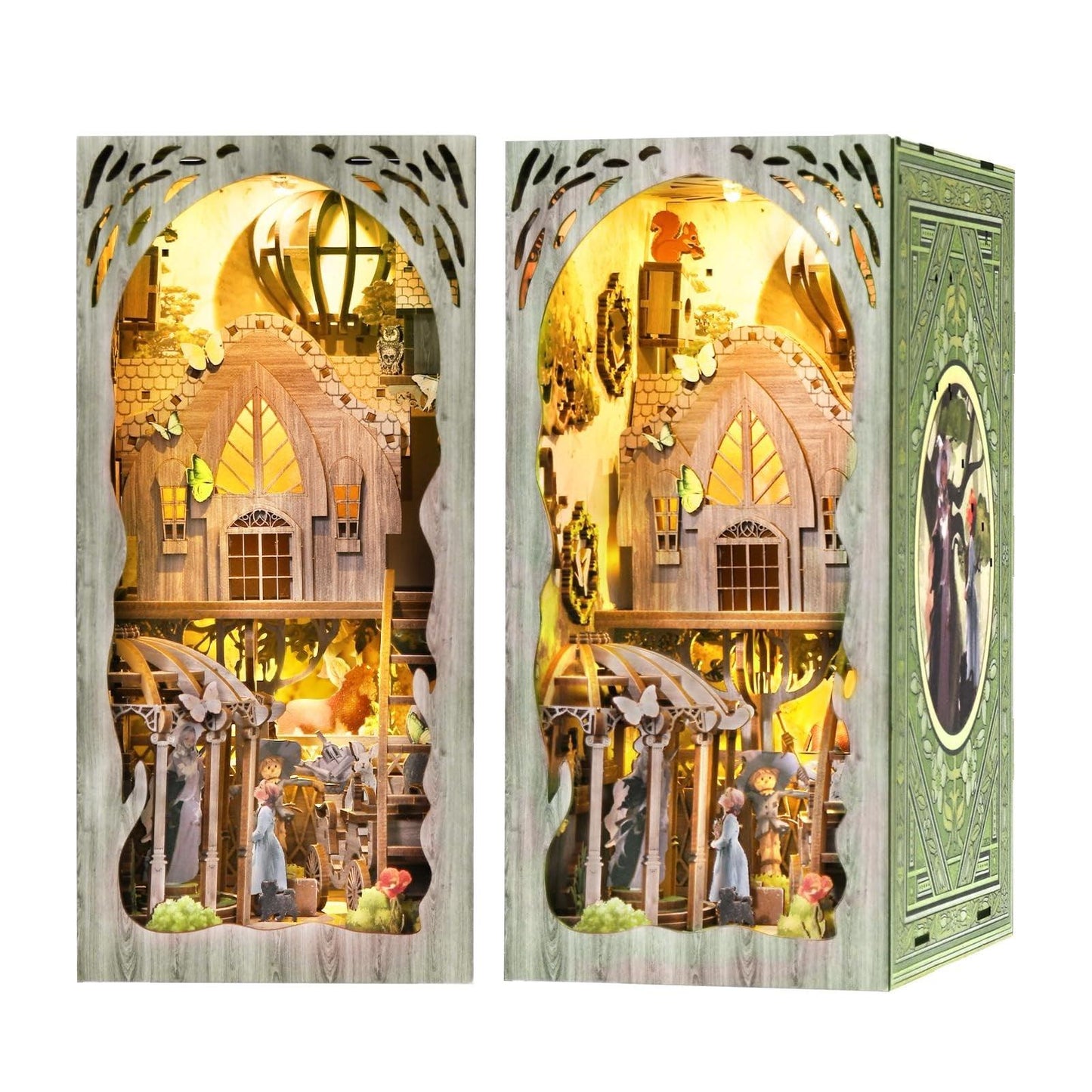 Dorothy's Journey DIY book nook kit, 3D Wooden Puzzles Bookend, Bookshelf Insert Decor Diorama, Miniature house crafts