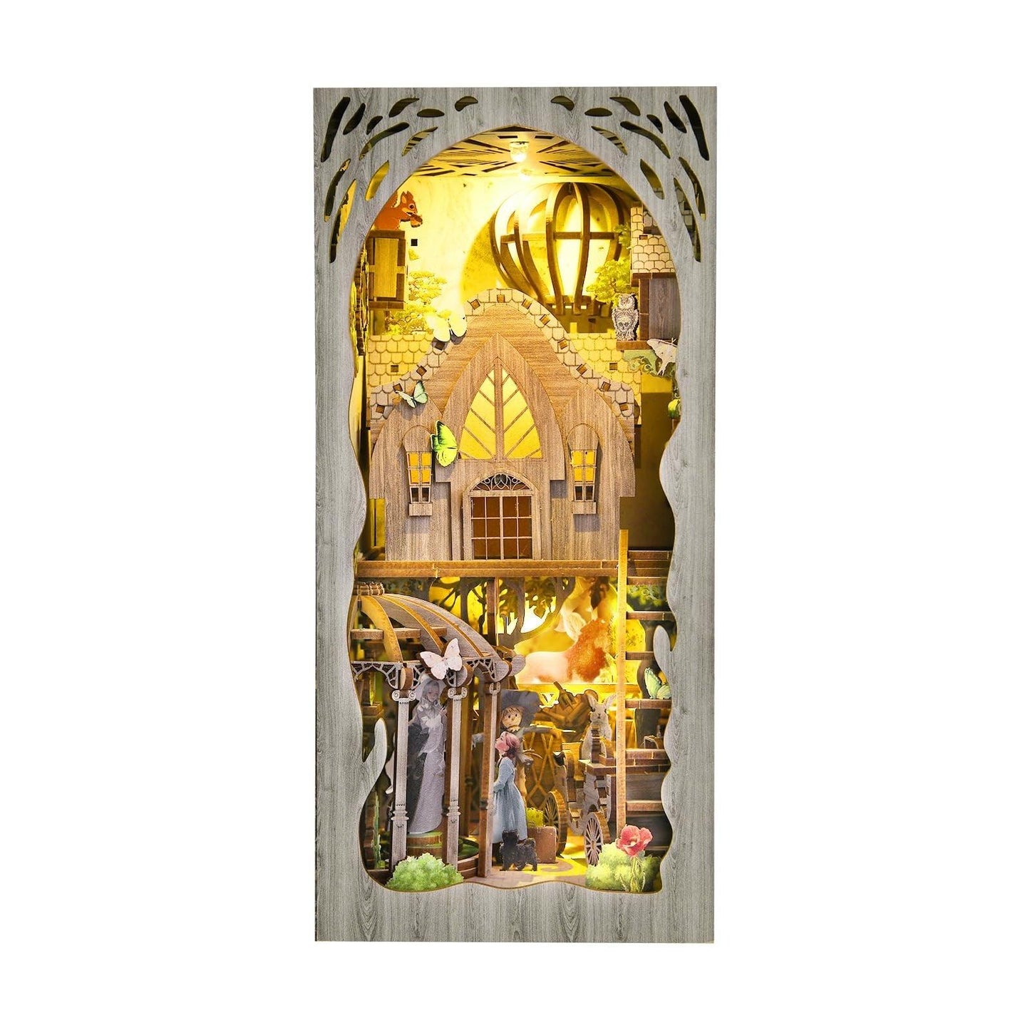 Dorothy's Journey DIY book nook kit, 3D Wooden Puzzles Bookend, Bookshelf Insert Decor Diorama, Miniature house crafts