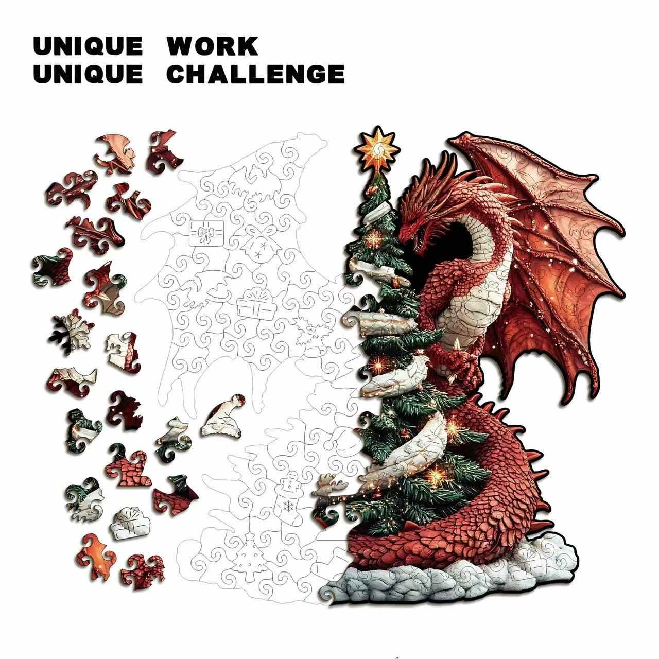 Dragon Christmas Tree Wooden Jigsaw Puzzle
