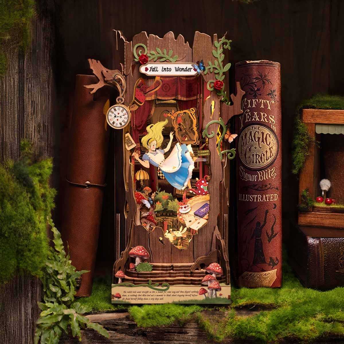 image displaying Fall Into Wonder Book Nook between books in a forest setting