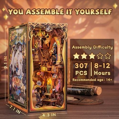 Fantastic Animal Common Room DIY Book Nook Kit, A charming magic academy series miniature crafts, perfect for DIY crafting enthusiasts and dollhouse collectors alike. Ideal for bookshelf decor of gift for magic world lovers