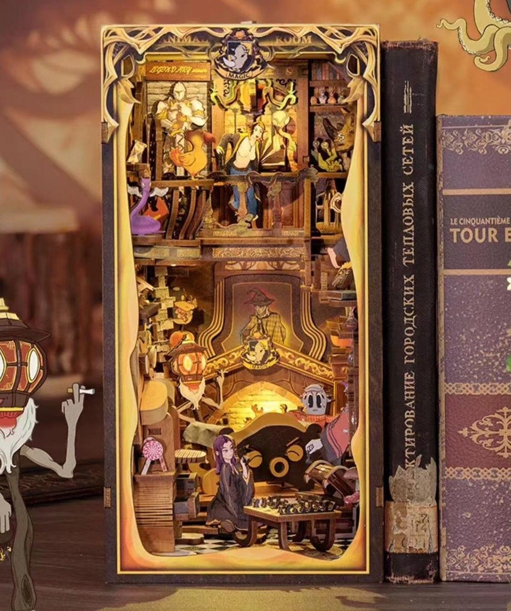 Fantastic Animal Common Room DIY Book Nook Kit, A charming magic academy series miniature crafts, perfect for DIY crafting enthusiasts and dollhouse collectors alike. Ideal for bookshelf decor of gift for magic world lovers