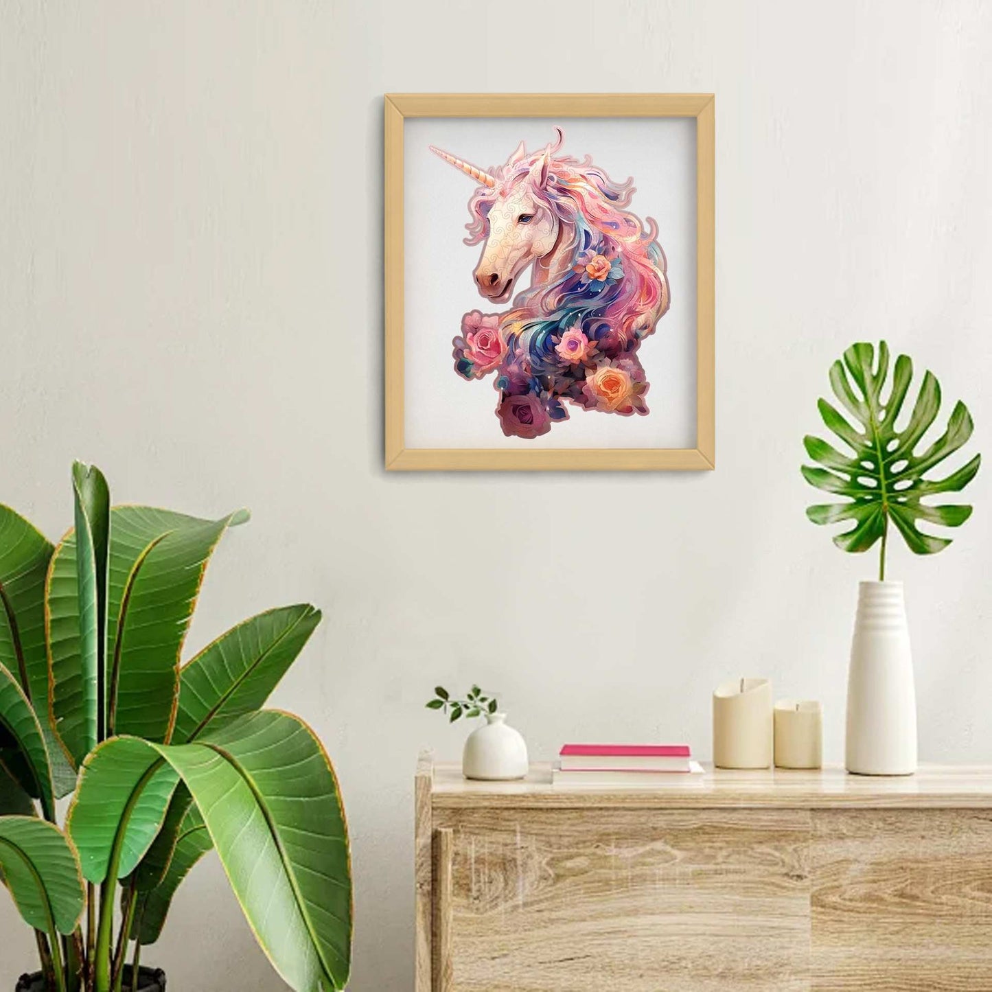 Fantasy Floral Unicorn Wooden Jigsaw Puzzle