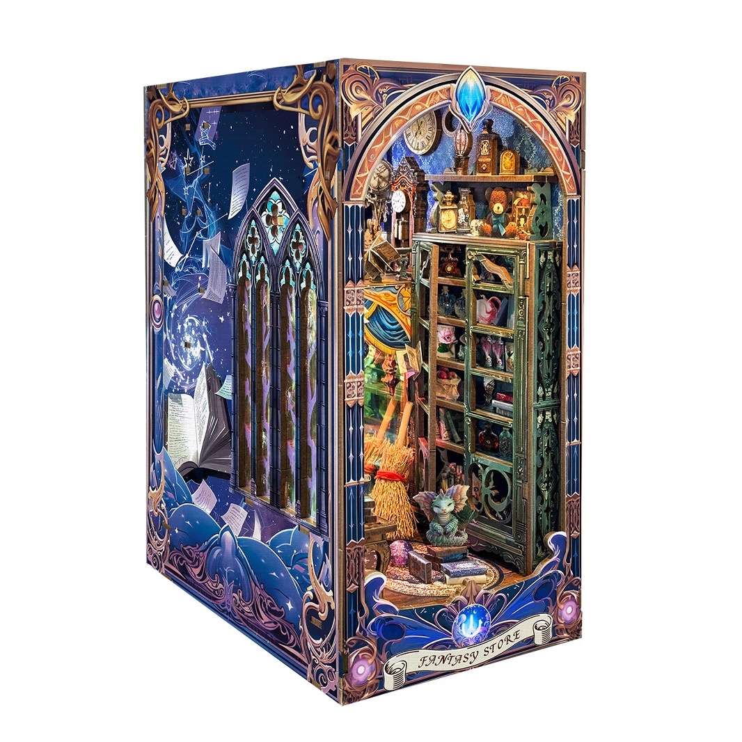 image displaying the left side of Fantasy Store DIY Book Nook Kit