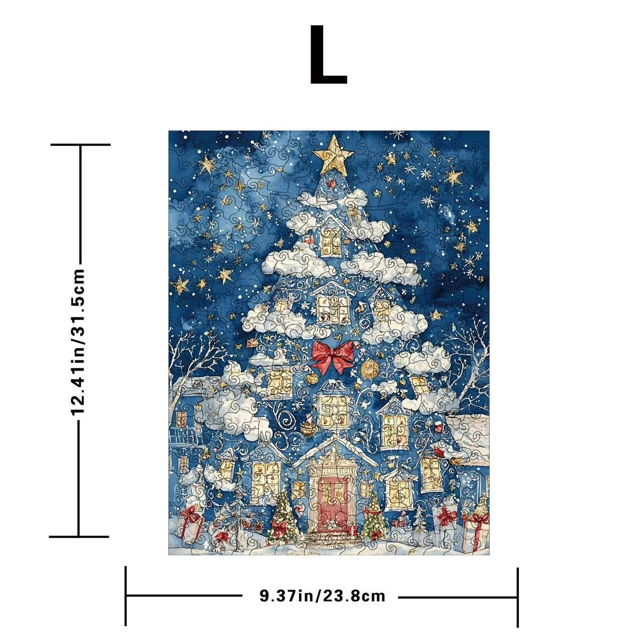 Fantasy Christmas Tree Village Wooden Jigsaw Puzzle