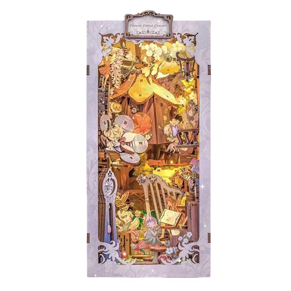 Flower Forest Concert DIY Book Nook Kit, A charming fairyland themed miniature crafts, perfect for DIY crafting enthusiasts and dollhouse collectors alike. Ideal for bookshelf decor of gift for fairyland lovers