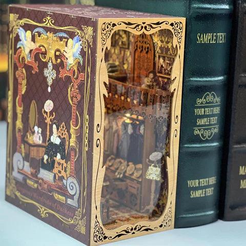 Gorgeous Wardrobe of Duchess 3D Wooden Book Nook Bookshelf insert Diorama, wooden puzzles bookend, miniature house book stand
