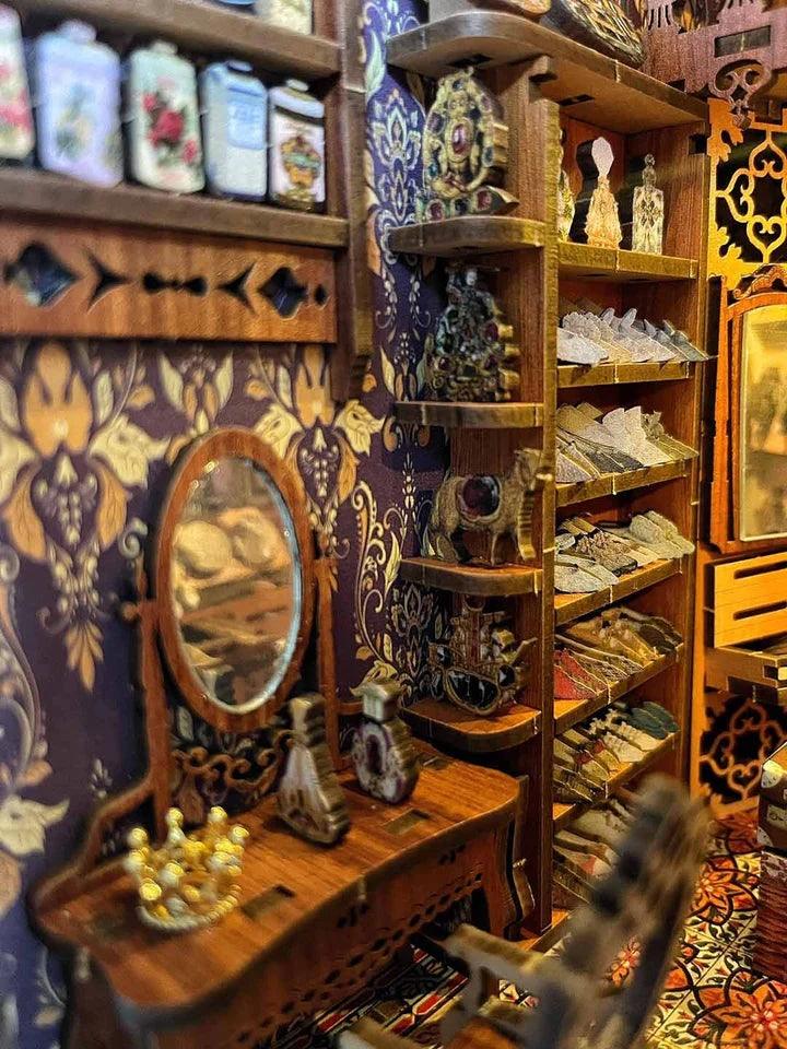 Gorgeous Wardrobe of Duchess 3D Wooden Book Nook Bookshelf insert Diorama, wooden puzzles bookend, miniature house book stand