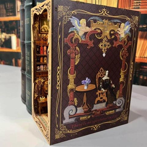 Gorgeous Wardrobe of Duchess 3D Wooden Book Nook Bookshelf insert Diorama, wooden puzzles bookend, miniature house book stand