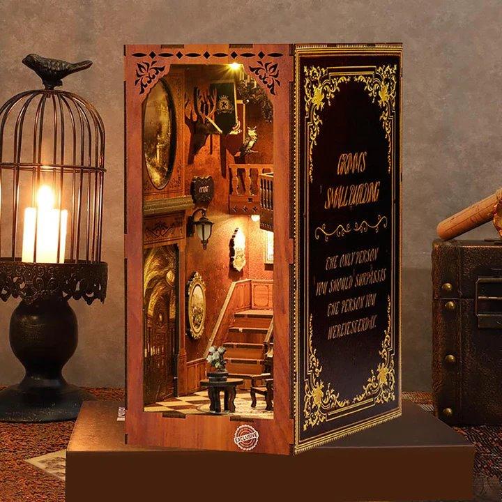 Grimm Cottage DIY Wooden Book Nook | Shelf Insert Decor | 3D Wooden Puzzles Bookend | Miniature Book Stand