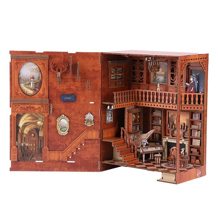 Grimm Cottage DIY Wooden Book Nook | Shelf Insert Decor | 3D Wooden Puzzles Bookend | Miniature Book Stand