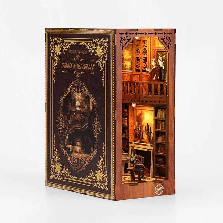 Grimm Cottage DIY Wooden Book Nook | Shelf Insert Decor | 3D Wooden Puzzles Bookend | Miniature Book Stand