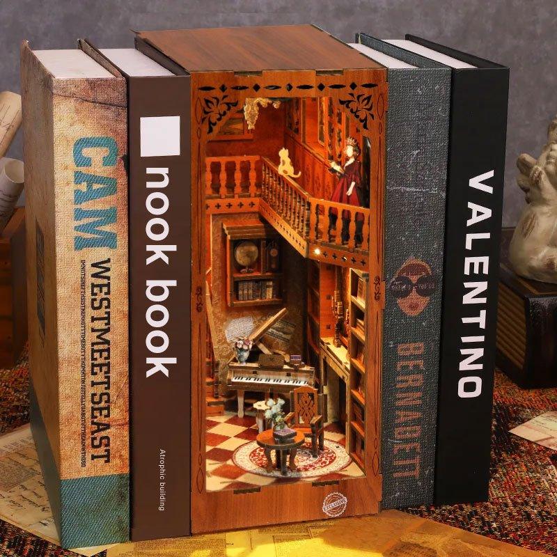 Grimm Cottage DIY Wooden Book Nook | Shelf Insert Decor | 3D Wooden Puzzles Bookend | Miniature Book Stand