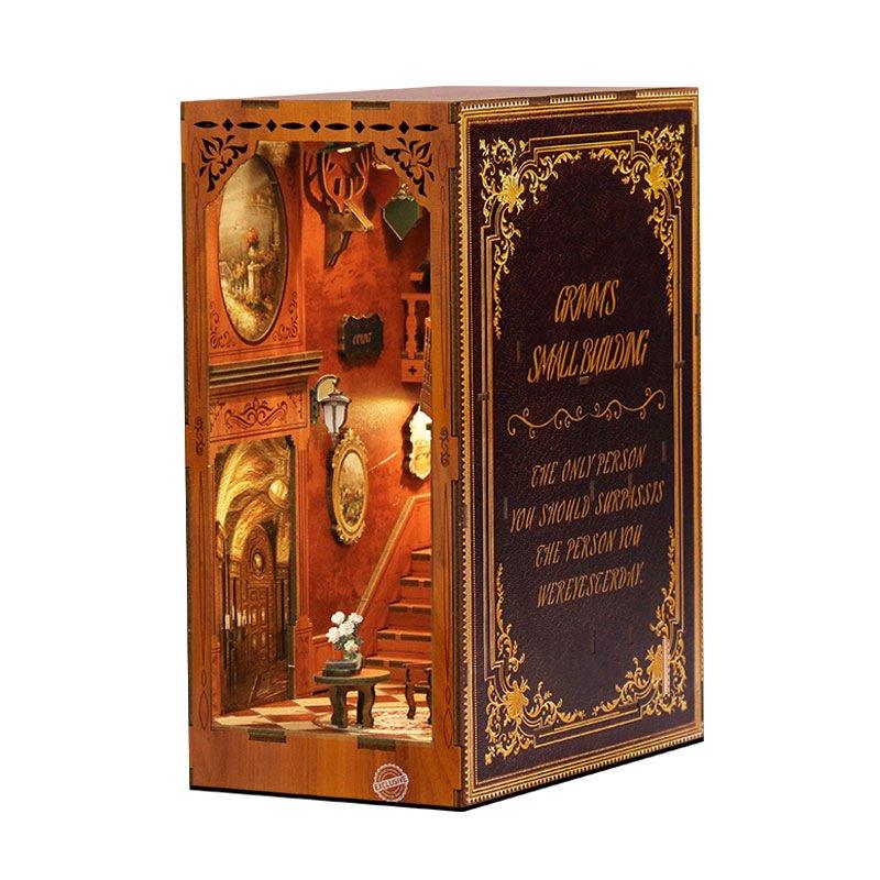 Grimm Cottage DIY Wooden Book Nook | Shelf Insert Decor | 3D Wooden Puzzles Bookend | Miniature Book Stand