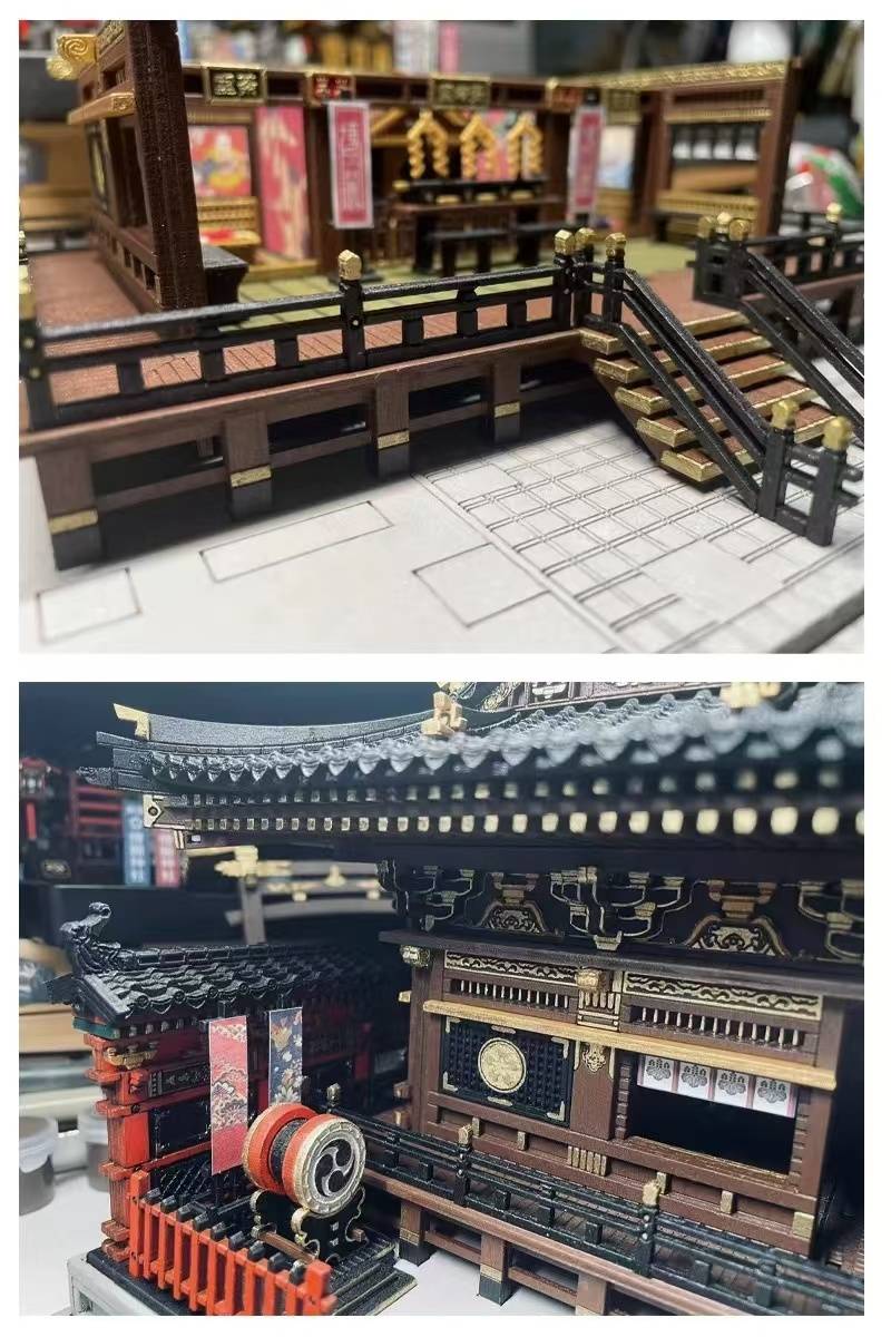 image displaying the details of main hall of Japanese Hakurei Shinto Shrine DIY Miniature House Kit