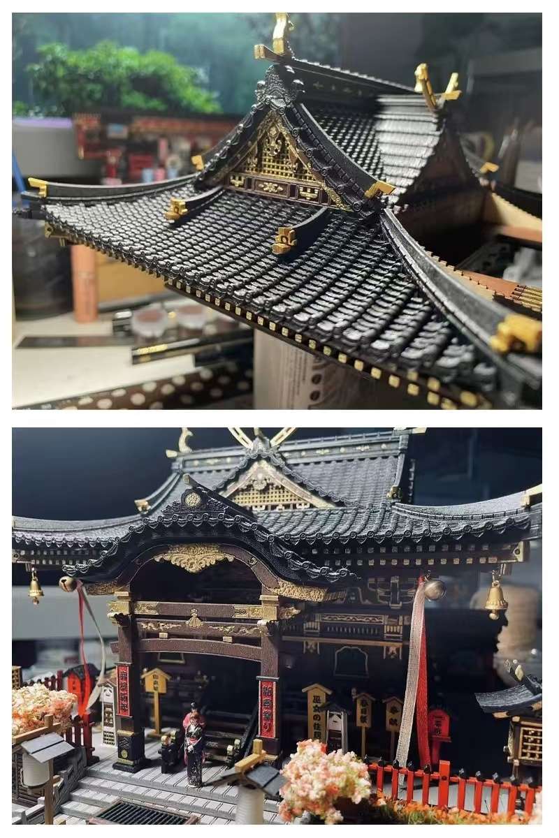 image displaying the details of main hall of Japanese Hakurei Shinto Shrine DIY Miniature House Kit
