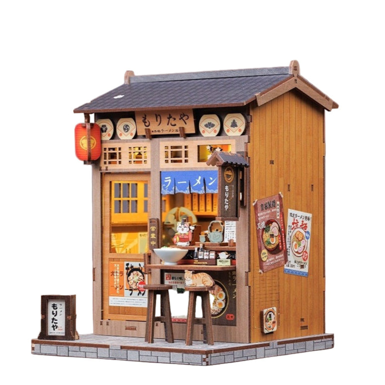 Book Nook Model of a Japanese restaurant with 'Morita-Ya' branding on a white background