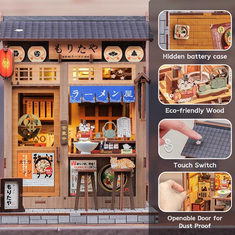 Miniature Model of a Japanese ramen shop with features highlighted