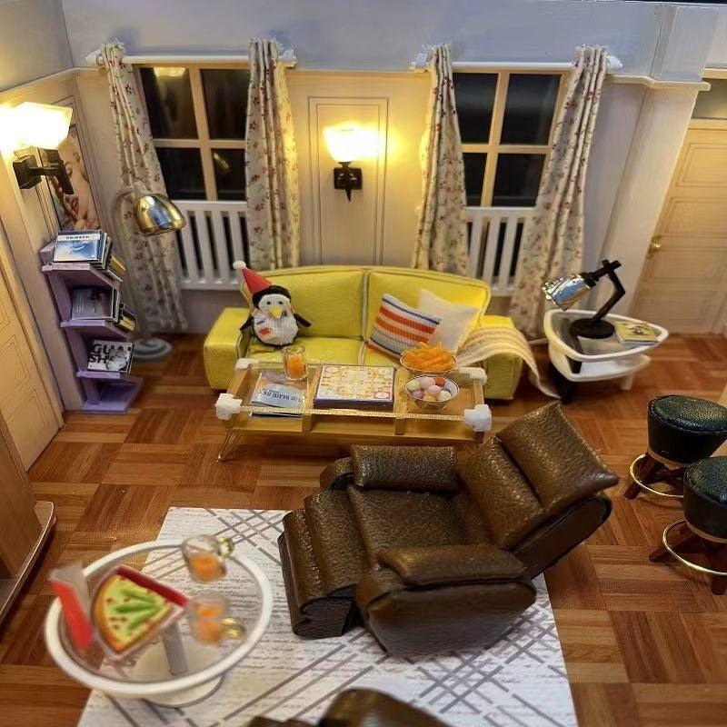 Joey's Apartment DIY Dollhouse kit, a miniature house crafts inspired by the TV show "Friends", perfect for model building lovers, dollhouse collectors, home decor, A great DIY project for "Friends" fans.