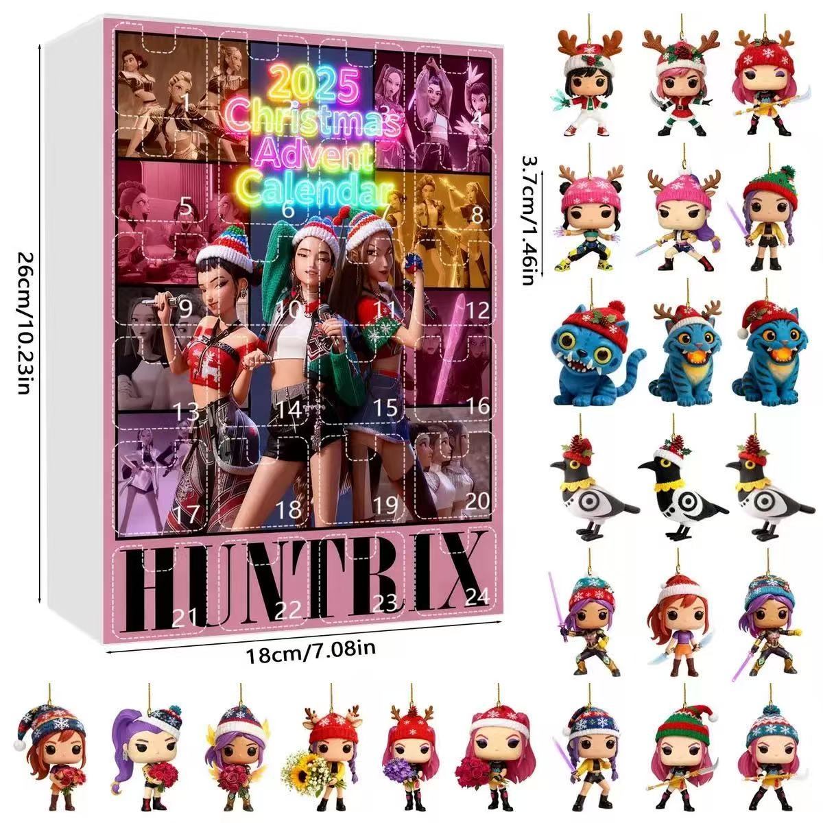 2025 Christmas Advent Calendar with figurines on a white background