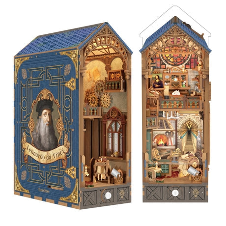main image of Leonardo Da Vinci DIY Book Nook Kit, displaying the front and side views
