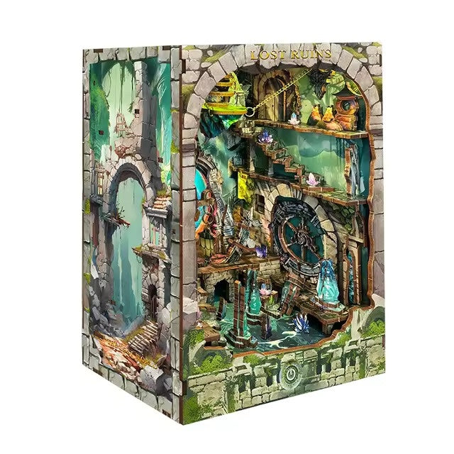 Wooden Book Nook for a fantasy-themed puzzle with detailed architecture and characters.