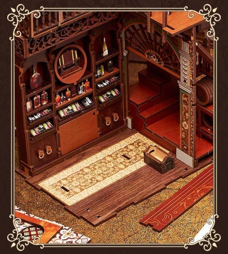 Louis Tavern DIY Book Nook Kit, A charming miniature 3d wooden puzzles inspired Roaring Twenties of jazz, flappers, and speakeasies, perfect for bookshelf decor, and dollhouse collectors, or a gift a fan of the roaring twenties or just love creating miniature worlds