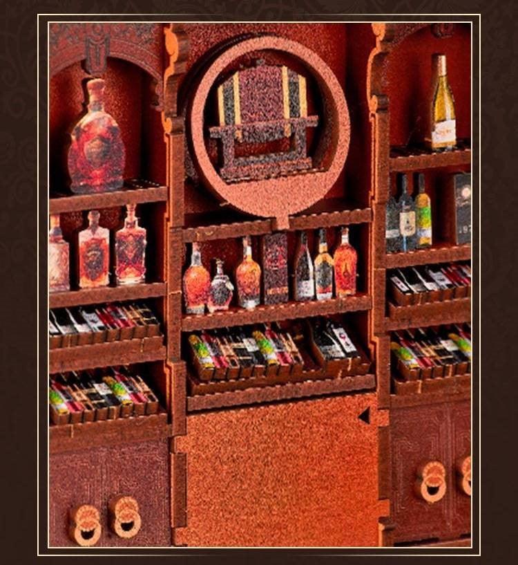 Louis Tavern DIY Book Nook Kit, A charming miniature 3d wooden puzzles inspired Roaring Twenties of jazz, flappers, and speakeasies, perfect for bookshelf decor, and dollhouse collectors, or a gift a fan of the roaring twenties or just love creating miniature worlds