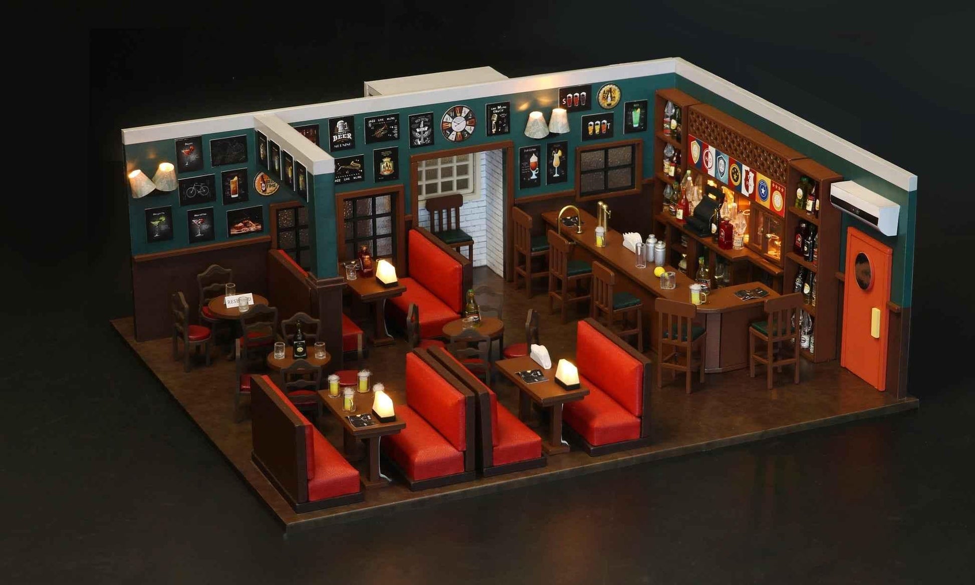 MacLaren's Pub DIY Dollhouse kit, a miniature house crafts inspired by the TV show "How I Met Your Mother", perfect for model building lovers, dollhouse collectors, home decor, A great DIY project for "How I Met Your Mother" fans.