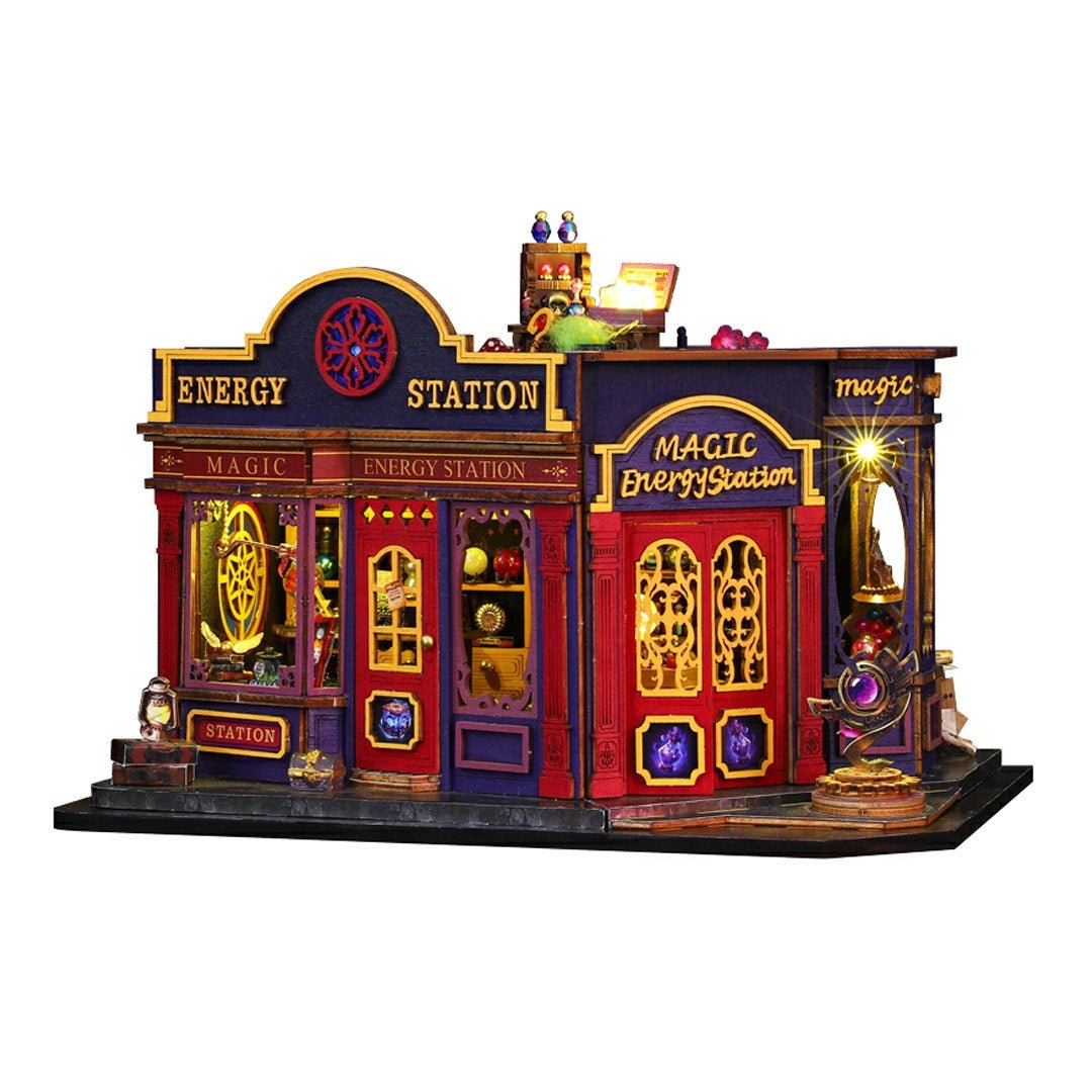image displaying the design of Magic Energy Station DIY Miniature House Kit in white background