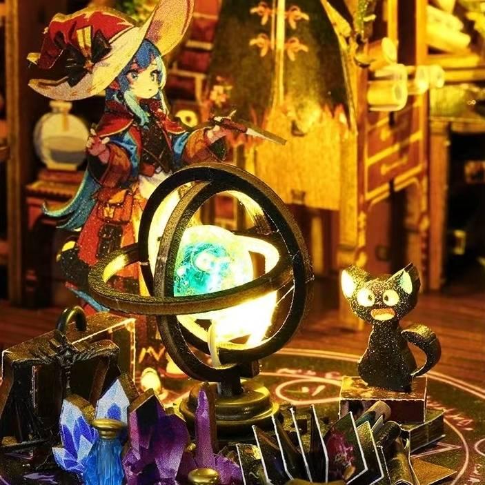 Magic Forest House DIY Dollhouse Kit featuring a miniature magic house with detailed scenes. Perfect for DIY lovers, dollhouse collectors, home decor, A great DIY project for magic world fans.