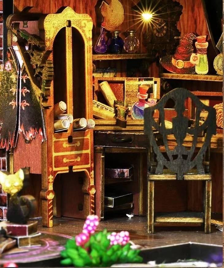 Magic Forest House DIY Dollhouse Kit featuring a miniature magic house with detailed scenes. Perfect for DIY lovers, dollhouse collectors, home decor, A great DIY project for magic world fans.