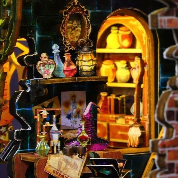 Magic Forest House DIY Dollhouse Kit featuring a miniature magic house with detailed scenes. Perfect for DIY lovers, dollhouse collectors, home decor, A great DIY project for magic world fans.