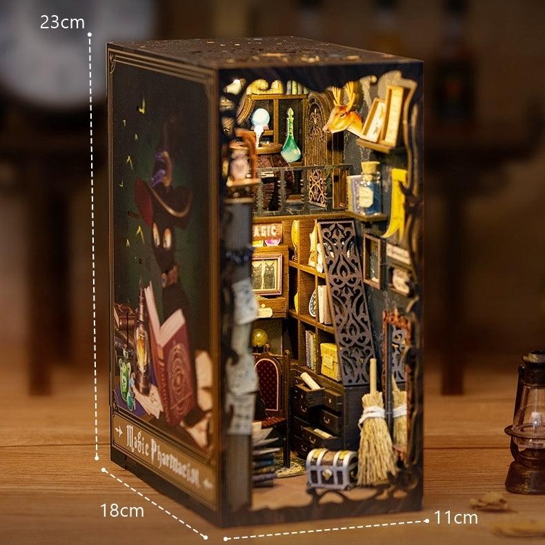 Create a charming reading corner with this wizard themed diy wooden book nook kit