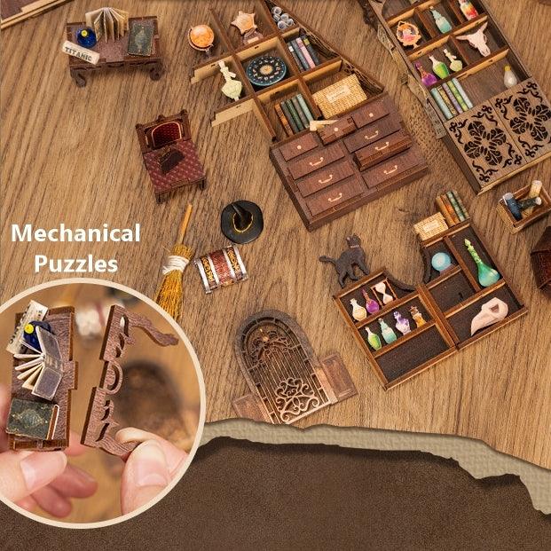 Create a charming reading corner with this wizard themed diy wooden book nook kit