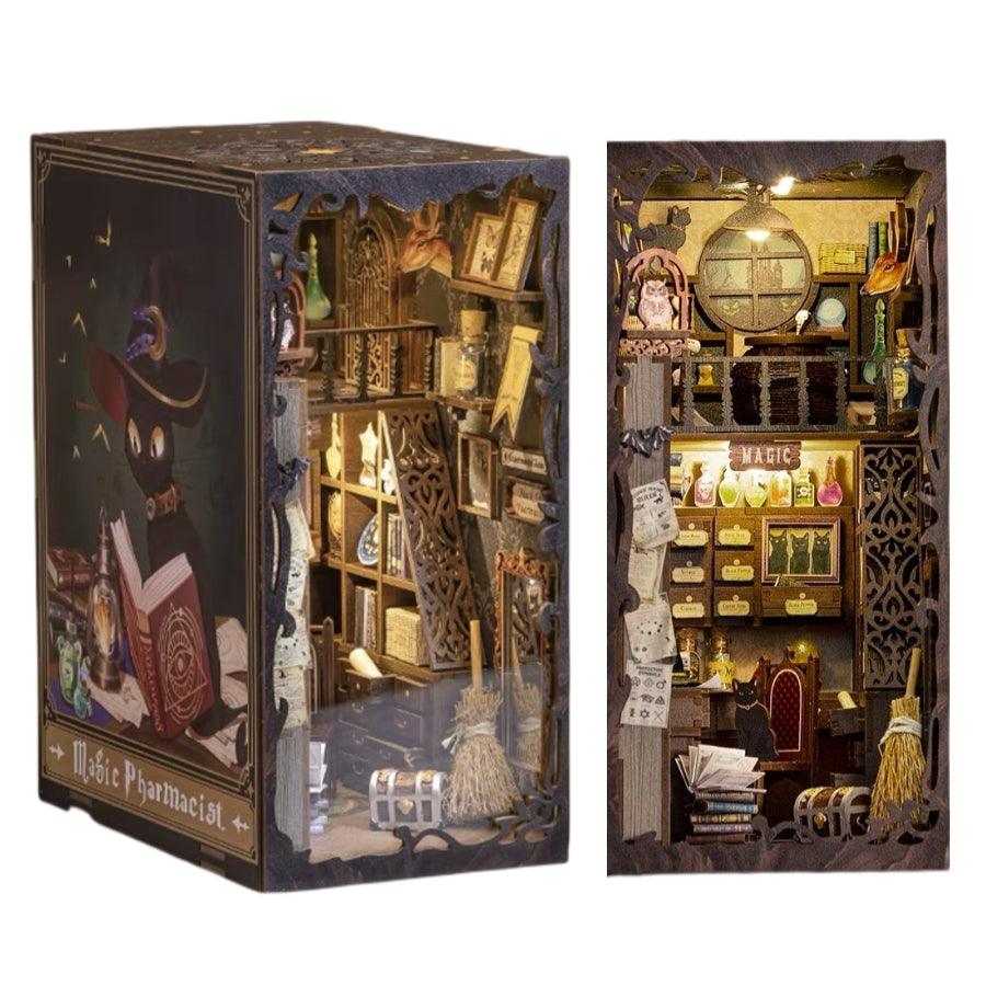 Create a charming reading corner with this wizard themed diy wooden book nook kit