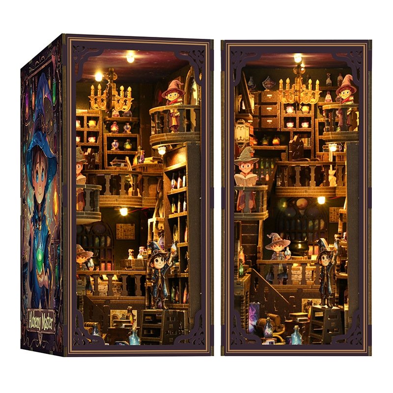 image displaying the front side and 45 degree views of Master Alchemist Book Nook